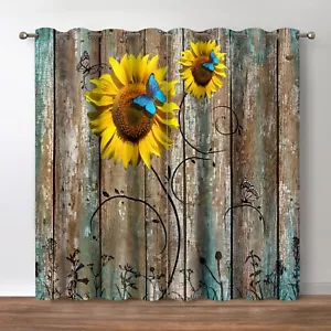 Sunflower Blackout Curtains Rustic Floral Country Curtain Farmhouse Primitive Ru - Picture 1 of 8