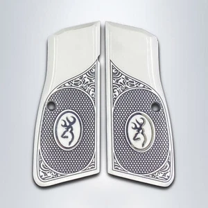 KSD Brand Browning Hi PowerMK3 MK I II III Compatible White Acrylic Grips Framed - Picture 1 of 1