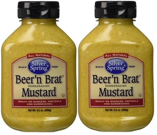 Silver Springs Mustard Beer Brat BBQ Favorite 9.5 Oz for Hamburger and Hot Dog