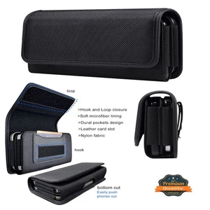 Horizontale Nylon Universal Tasche Dual Handy Holster Clip & Kartensteckplatz Gerät 6,7" - Bild 1 von 8