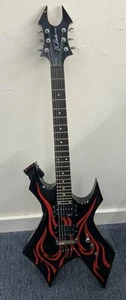 Black BC Warlock Extreme Chitarra Elettrica Striscia Rossa 2H Pickup Corpo Mogano 294 - Foto 1 di 15
