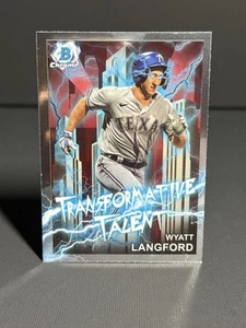 2023 Bowman Chrome Wyatt Langford Transformative Talent RC Rookie Rangers - Bild 1 von 2