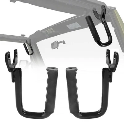  Pair Black Steel Front Grab Handles for 1997-2006 Jeep Wrangler TJ & Unlimited - Image 1 of 4