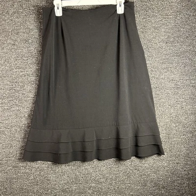 LARRY LEVINE Women’s Black Polka Dot Skirt With Tiered Ruffles Size 14 - Image 1 of 4