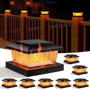 8 Pack Solar Waterproof Lights Outdoor Led Yard Flame Post Cap Flickering Warm - Picture 1 of 12