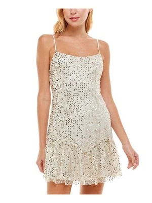 Vestido corto de fiesta TRIXXI forrado beige con correa de espagueti para mujer 7 Foto 1 de 4