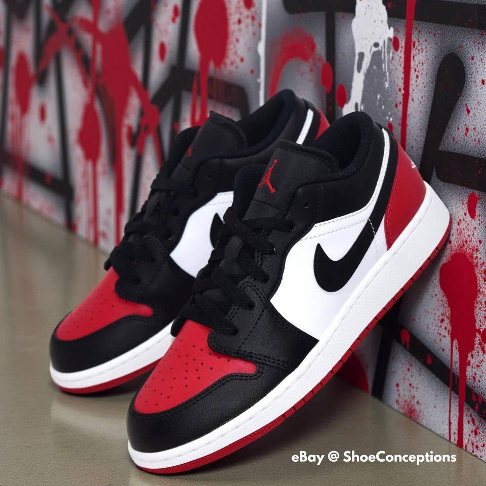Nike Air Jordan 1 Low (GS) Zapatos Blanco Negro Rojo Universitario 553560-161 Multi Tallas Foto 1 de 4