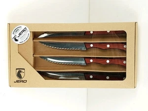 Vintage Jero Serrated 4-Pc Stainless Steel Steak Knife Set - NIB - Picture 1 of 6