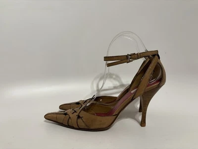 复古普拉达棕色编织皮革高跟鞋 38 — 第 1/4 张图片