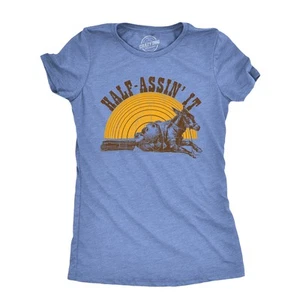 Damen-T-Shirt Half Assin It lustig Esel geringer Aufwand Witz Shirt für Damen - Bild 1 von 7