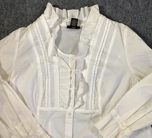 Lane Bryant Top Damen 14 16 weiß gestreift Knopfrüsche Karriere Preppy Stretch - Bild 1 von 8
