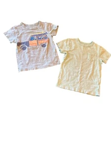 Crewcuts Boys Size 2 Short Sleeve Cotton Tees Set Of 2 Graphic Print & Solid Poc - Picture 1 of 6