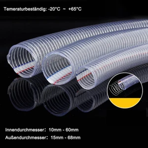 Saugschlauch Transparent Klar Spiralschlauch Förderschlauch Pumpen Meterware - Bild 1 von 22