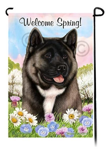 Welcome Spring Garden Flag - Silver Akita - Picture 1 of 1
