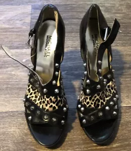 Michael Kors Schuhe Stiletto High Heels Schwarz Leder Animal Print Nieten Gr.8 - Bild 1 von 4