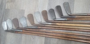 10 antike Vintage 1895 bis 1910 glatte Oberfläche Hickory Holz Schaft Golfschläger - Bild 1 von 15