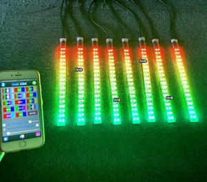 JHB 8 PIEZAS 1 FT 12" Juego Control Remoto Bluetooth DOBLE FILA Persiguiendo Flujo LEDstrips Luces - Imagen 1 de 13
