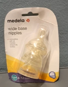 WIDE BASE NIPPLES COMPATABLE ALL MEDELA BREASTMILK BOTTLES MED FLOW 4-12 MO UG18 - Picture 1 of 2