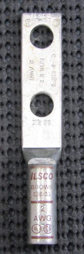 ILSCO CLWD-2-516-1 COPPER COMPRESSION LUG 5/16" x 1" 2 AWG BROWN DIE 33 - LOT OF - Image 1 of 3