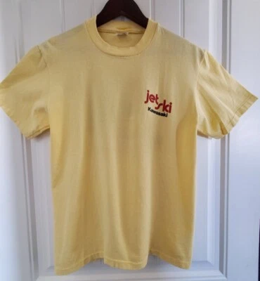 Camiseta Amarela Vintage Anos 80 Kawasaki Jet Ski 550 Stedman Super Hi-Cru EUA Tamanho M - Imagem 1 de 4