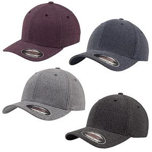 Flexfit Melange Cap 6277 Original Baseball Cap Hat Navy Burgundy - Picture 1 of 29