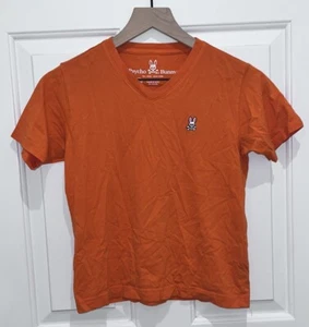 Psycho Bunny By Robert Godley Tee T Shirt Boys Medium M 10 12 Orange V Neck - Picture 1 of 8