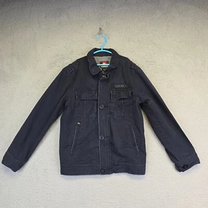 Quiksilver Jacket Boys 8/10 Blue Full Zip Collar Shoulder Straps Utility Grunge - Picture 1 of 10