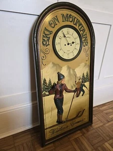 Reloj de pared vintage 3D Country Corner Winter’s Games Dewberry imagen esquí grande - Imagen 1 de 12