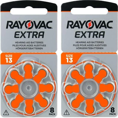 16 x RAYOVAC 13 DA13 A13 ORANGE Hearing Aid Batteries ZA13 13au AC13E ME8Z L13Z