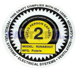 2001 Polaris 7078575 OEM Personal Watercraft Decal, NMMA 2 Passenger - Picture 1 of 2
