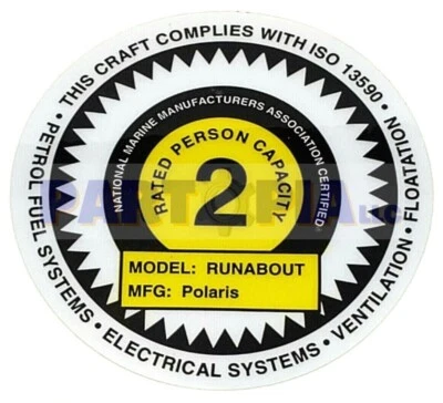 2001 Polaris 7078575 OEM Personal Watercraft Decal, NMMA 2 Passenger - Imagem 1 de 2