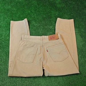 Pantalones de mezclilla informales vintage Levi's 501XX para hombre 30x34 beige botón recto mosca - Imagen 1 de 15