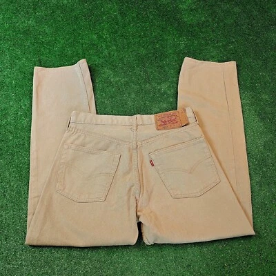 Vintage Levi's 501XX Hombres 30x34 beige botón recto mosca pantalones de mezc... - Imagen 1 de 4