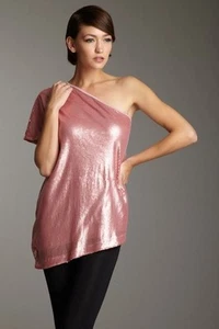 Top monospalla Jolie Tart Collections nuovo con etichette in paillettes oro rosa taglia: M - Foto 1 di 6