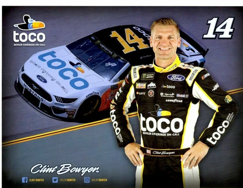 2019 CLINT BOWYER "TOCO REPAIR FORD MUSTANG" #14 NASCAR MONSTER ENERGY POSTCARD Cover