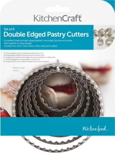 Set 6 pezzi tagliapasticceria reversibile acciaio inox artigianale cucina KCPASTRY6SS - Foto 1 di 2
