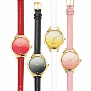 Pink Ombre Ladies Wristwatch with (4) Crystals on Face of Watch & Leather Band - Picture 1 of 1