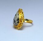 Dalmatian Rings Gold Plated Handmade Glitter Ring Size-8.5 Gemstone Jewellery