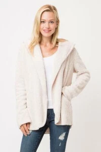 Cypress Linen Super Soft Fuzzy Jacket Comfy Stylish Loungewear Home Hoodie Couch - Picture 1 of 6