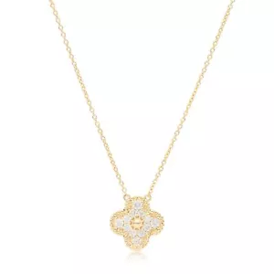 Collar colgante floral de oro 14 K 0,40 quilates estilo vintage de diamantes joyería - Imagen 1 de 9