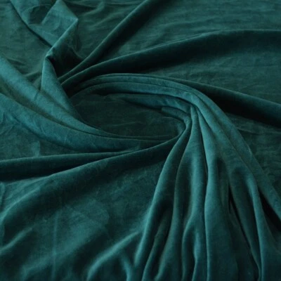 Emerald Green 100% Cotton Velvet Fabric by Yard | Upholstery, Pillow, Drapes - Image 1 of 4