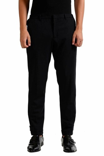 Prada Pantalone Uomo Nero Lana Vestito Taglia 28 30 34 36