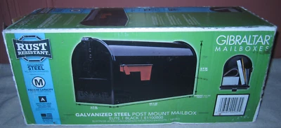 Gibraltar Mailboxes Elite E1100B00 black galvanized steel post mount, Medium - Image 1 of 4