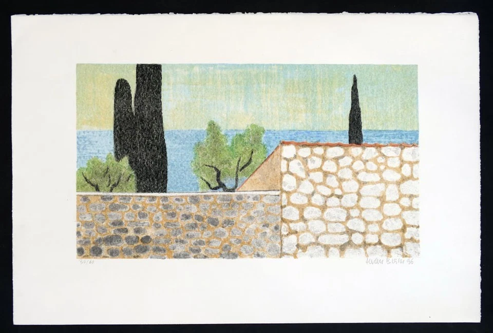 Herbert BREITER, Zypressenspitzen aus 1996 - Lithographie in Farbe - Bild 1 von 1