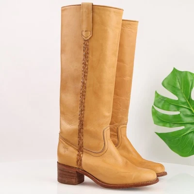 Botas Trenzadas Frye Campus Para Mujer Talla 8 Cuero Tostado Altas Hechas en Occidente EE. UU. Foto 1 de 4