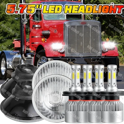 4x for Peterbilt 348 359 5-3/4" 5.75" Upgraded LED Round Headlights HI/LO Beam - Image 1 of 4