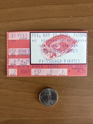 1978 Pirates Padres ticket stub WINFIELD PARKER STARGELL OZZIE SMITH - Image 1 of 3