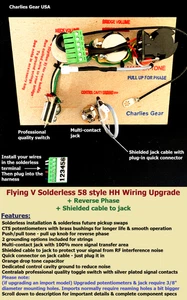 Gibson Flying V Solderless 58 style HH Wiring Upgrade +Reverse Phase - Picture 1 of 12
