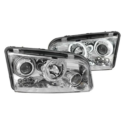 For Dodge Charger 06-10 Headlights Driver & Passenger Side Chrome Halo Projector Foto 1 de 3