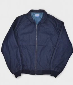 Vintage Pendleton Jacket Mens XL Tall Navy Wool Bomber Full Zip Made in USA - Picture 1 of 9